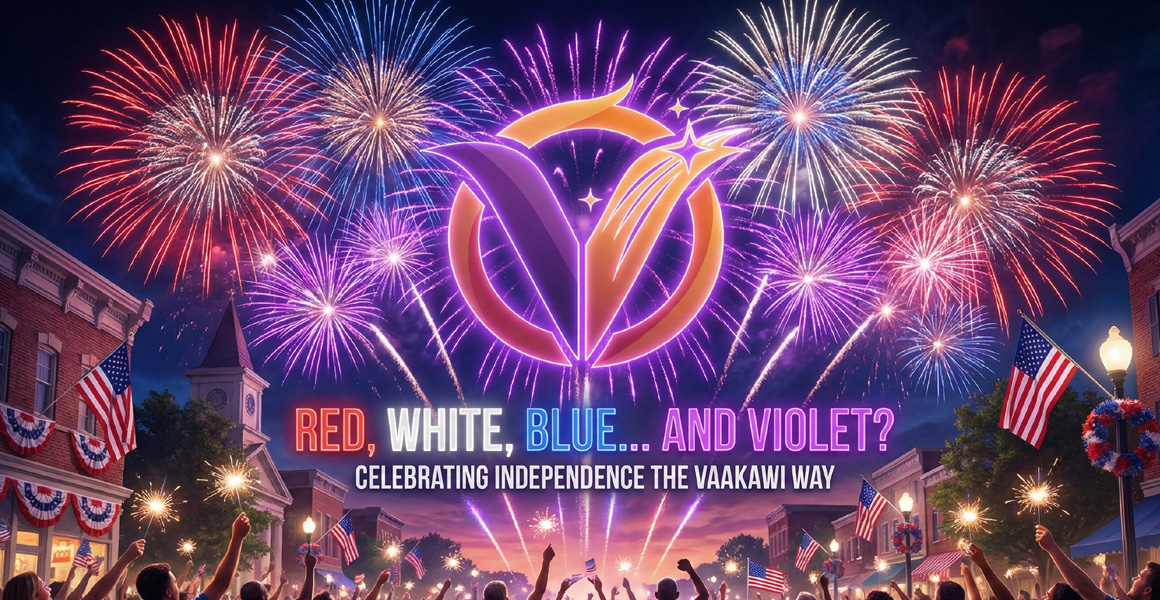 Red, White, Blue... and Violet? Celebrating Independence the Vaakawi Way. Happy Fourth of July.